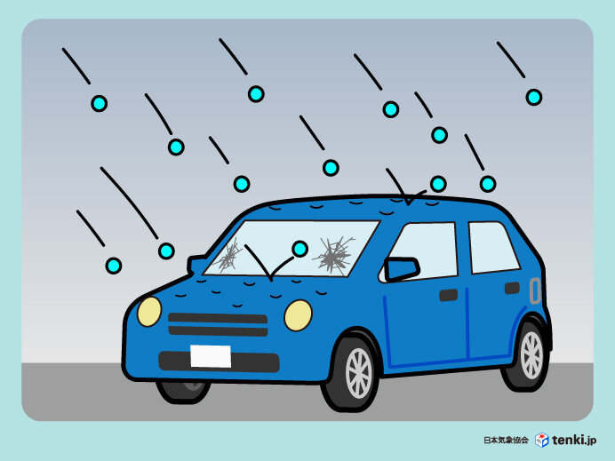 ひょうによる車への被害の例