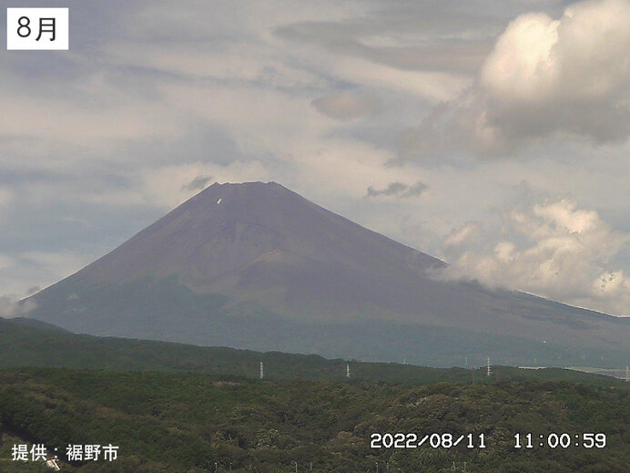 8月の富士山のようす(裾野市提供)